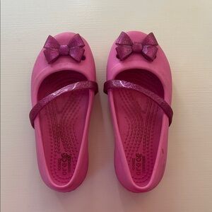 CROCS Kids Pink Glitter Bow Sandals